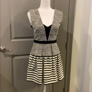 BCBG Piper black and white striped peplum mini dress - 4